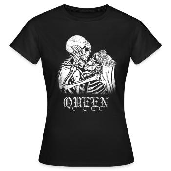 Queen Baisers Squelettes amoureux crâne Halloween - T-shirt Femme - noir - Devant - AI Model Female 172 dark (172cm)
