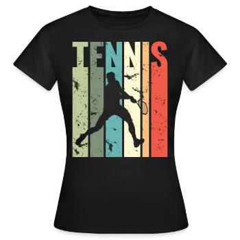 Vintage Tennis Player Lustiges Tennis - Frauen T-Shirt - Schwarz - Vorne - AI Model Female 172 dark (172cm)