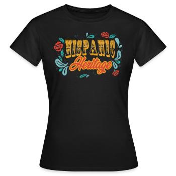 Patrimoine hispanique Fleurs Culture espagnole Rose - T-shirt Femme - noir - Devant - AI Model Female 172 dark (172cm)
