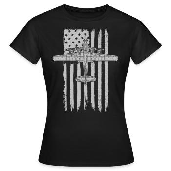 B-29 Superfording WWII Flugzeug American Flag B29 - Frauen T-Shirt - Schwarz - Vorne - AI Model Female 172 dark (172cm)