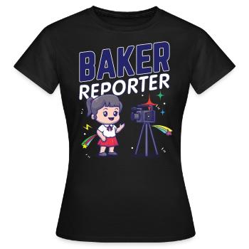 Baker Reporter Camera Microphone Girl Stars Quote - Women's T-Shirt - black - Front - AI Model Female 172 dark (172cm)