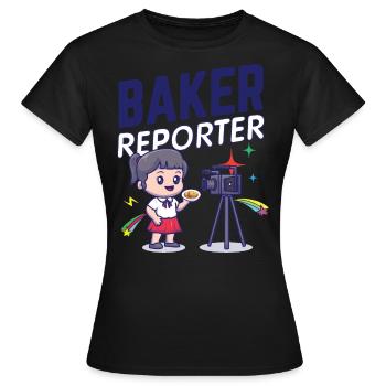 Baker Reporter Camera Microphone Girl Stars Quote - Women's T-Shirt - black - Front - AI Model Female 172 dark (172cm)