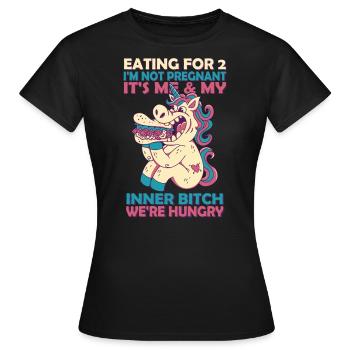 Pour 2 aliments je ne suis pas une licorne enceinte - T-shirt Femme - noir - Devant - AI Model Female 172 dark (172cm)