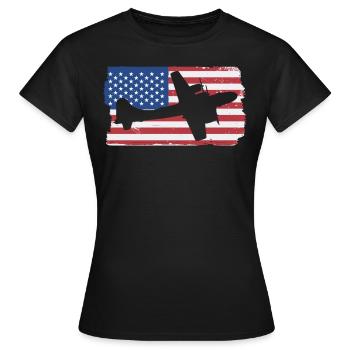 B-29 Superfording WWII Flugzeug American Flag B29 - Frauen T-Shirt - Schwarz - Vorne - AI Model Female 172 dark (172cm)