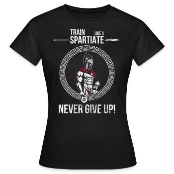 Spartan Fitness Warrior N’abandonnez jamais - T-shirt Femme - noir - Devant - AI Model Female 172 dark (172cm)