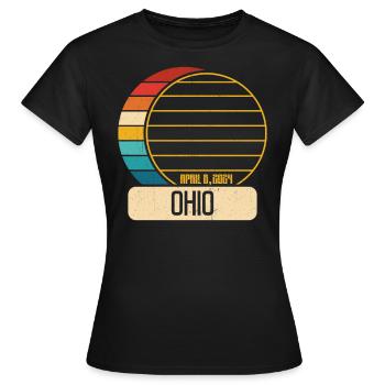 Éclipse solaire totale Ohio 28 avril 2024 Éclipse solaire - T-shirt Femme - noir - Devant - AI Model Female 172 dark (172cm)