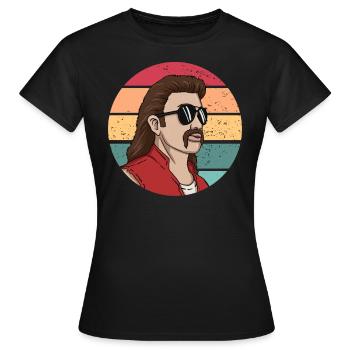 Mullet Redneck Retro Sunset Redneck Herren Meeräsc - Frauen T-Shirt - Schwarz - Vorne - AI Model Female 172 dark (172cm)