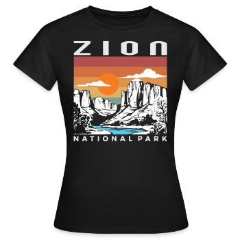 Zion Nationalpark Retro Utah Zion Nationalpark - Frauen T-Shirt - Schwarz - Vorne - AI Model Female 172 dark (172cm)