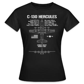 C-130 Hercules Specs Militärflugzeug C130 - Frauen T-Shirt - Schwarz - Vorne - AI Model Female 172 dark (172cm)