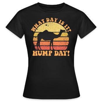 Welcher Tag ist heute? Buckeltag, Sonnenuntergang, - Frauen T-Shirt - Schwarz - Vorne - AI Model Female 172 dark (172cm)