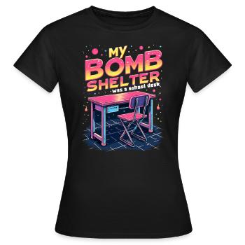 Mein Luftschutzbunker war meine Schulbank Gen X - Frauen T-Shirt - Schwarz - Vorne - AI Model Female 172 dark (172cm)