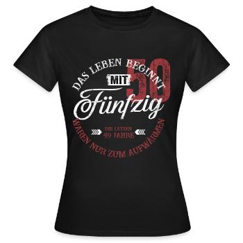 50. Geburtstag – Das Leben beginnt mit 50 Jahren - Frauen T-Shirt - Schwarz - Vorne - AI Model Female 172 dark (172cm)