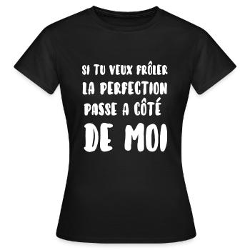 Perfection humour - T-shirt Femme - noir - Devant - AI Model Female 172 dark (172cm)