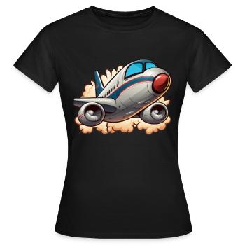 Comic Jumbo Jet - T-shirt Femme - noir - Devant - AI Model Female 172 dark (172cm)