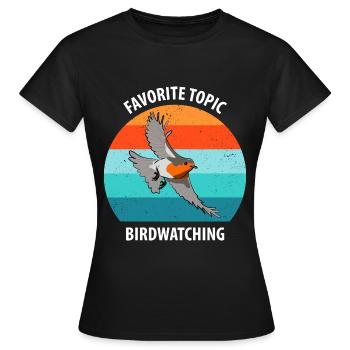 Observation des oiseaux Observation des oiseaux Observation des oiseaux - T-shirt Femme - noir - Devant - AI Model Female 172 dark (172cm)