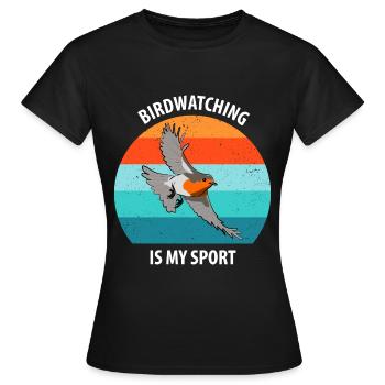 Observation des oiseaux Observation des oiseaux Observation des oiseaux - T-shirt Femme - noir - Devant - AI Model Female 172 dark (172cm)