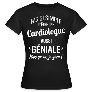 Cardiologue - T-shirt Femme - noir - Devant - AI Model Female 172 dark (172cm)