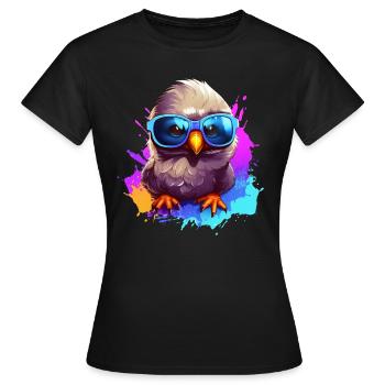 Pigeon bird colorful - Women's T-Shirt - black - Front - AI Model Female 172 dark (172cm)