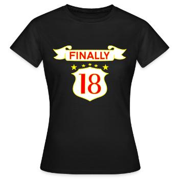 18-årsdag äntligen 18 - T-shirt dam - svart - Fram - AI Model Female 172 dark (172cm)