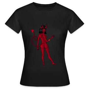 Teufelsfrau - Frauen T-Shirt - Schwarz - Vorne - AI Model Female 172 dark (172cm)