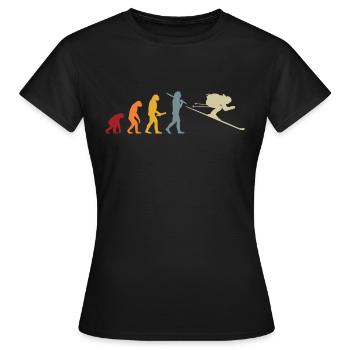 Evolution Ski Downhill Slalom Piste Party Gift - Women's T-Shirt - black - Front - AI Model Female 172 dark (172cm)