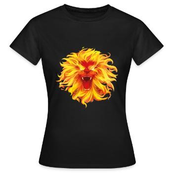 Tête de lion lion de feu - T-shirt Femme - noir - Devant - AI Model Female 172 dark (172cm)