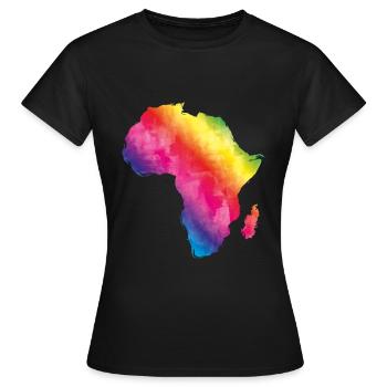 africa colorful - Women's T-Shirt - black - Front - AI Model Female 172 dark (172cm)