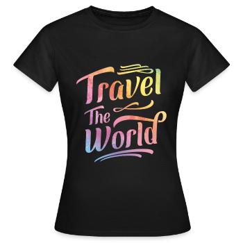 World Travel Travel Vacation - T-shirt Femme - noir - Devant - AI Model Female 172 dark (172cm)