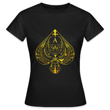 Poker Karte As Ace Pik Symbol - Frauen T-Shirt - Schwarz - Vorne - AI Model Female 172 dark (172cm)