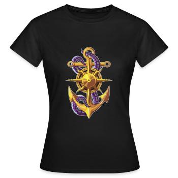 anker kompass gold tentakel - Frauen T-Shirt - Schwarz - Vorne - AI Model Female 172 dark (172cm)