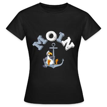 anker möwe moin comic - Frauen T-Shirt - Schwarz - Vorne - AI Model Female 172 dark (172cm)