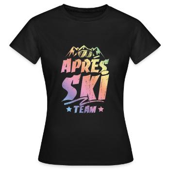 Apres Ski Saying Team Mountains - Women's T-Shirt - black - Front - AI Model Female 172 dark (172cm)