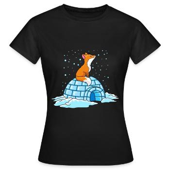 fuchs iglu winter ploar comic - Frauen T-Shirt - Schwarz - Vorne - AI Model Female 172 dark (172cm)