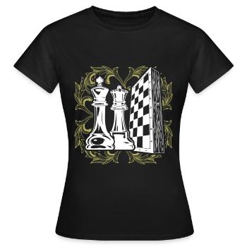 Schach Spiel König Dame - Frauen T-Shirt - Schwarz - Vorne - AI Model Female 172 dark (172cm)