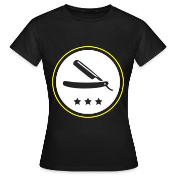 Barber razor blade - Women's T-Shirt - black - Front - AI Model Female 172 dark (172cm)