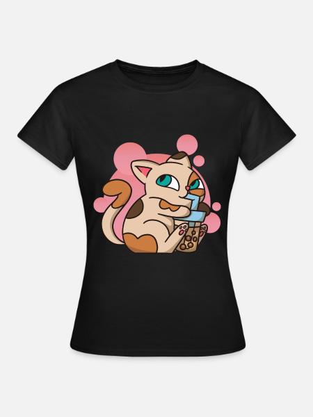 Cat Boba Tea Bubble Tea Anime Kawaii Japonais - T-shirt Femme - noir