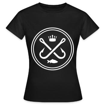fish hook symbol fishing fishing - Women's T-Shirt - black - Front - AI Model Female 172 dark (172cm)