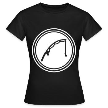 Icône de pêche à la canne à pêche - T-shirt Femme - noir - Devant - AI Model Female 172 dark (172cm)
