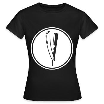 Rasieren Barber logo icon - Frauen T-Shirt - Schwarz - Vorne - AI Model Female 172 dark (172cm)