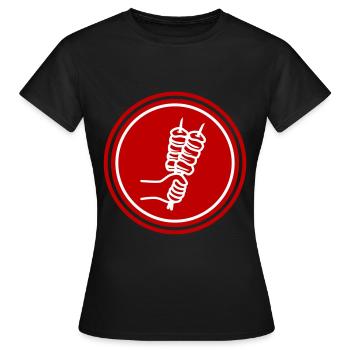 Spieß grill Icon - Frauen T-Shirt - Schwarz - Vorne - AI Model Female 172 dark (172cm)