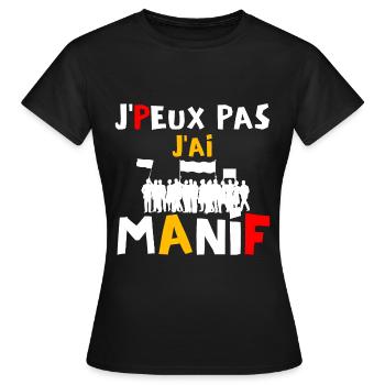 J peux pas j ai manif - T-shirt Femme - noir - Devant - AI Model Female 172 dark (172cm)