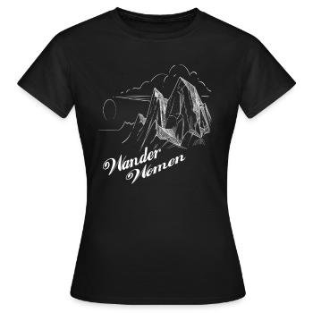 Wander Women Wandern Bergsteigen Berge Wanderwomen - Frauen T-Shirt - Schwarz - Vorne - AI Model Female 172 dark (172cm)