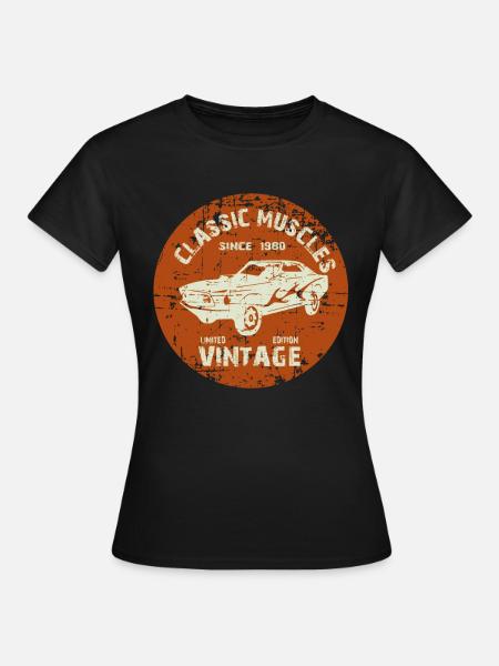 Vintage auto, klassieke auto in vintage stijl - Dame-T-shirt - sort