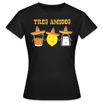 Amis Tequila, sel, citron vert ou citron et - T-shirt Femme - noir - Devant - AI Model Female 172 dark (172cm)