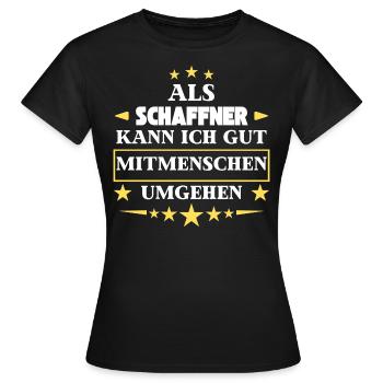 Traiter avec ses semblables en tant que chef d'orchestre. - T-shirt Femme - noir - Devant - AI Model Female 172 dark (172cm)