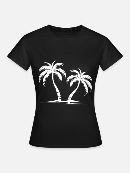 Palmen Insel - Frauen T-Shirt - Schwarz