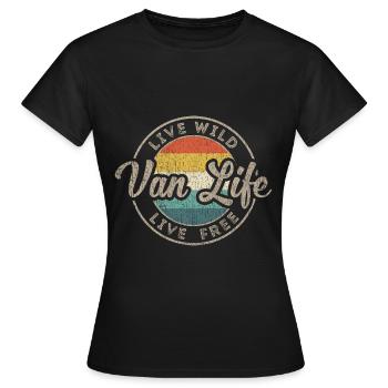 Van Life Vintage Retro Bus Transporter Road Trip - Women's T-Shirt - black - Front - AI Model Female 172 dark (172cm)