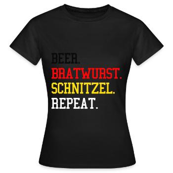 Bière-Bratwurst-Schnitzel Répéter les grillades allemandes - T-shirt Femme - noir - Devant - AI Model Female 172 dark (172cm)