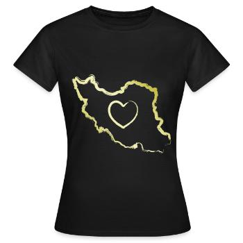 Iran Pays Coeur Amour Perse - T-shirt Femme - noir - Devant - AI Model Female 172 dark (172cm)