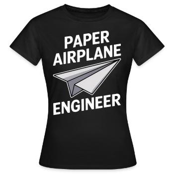 Avion en papier disant blague Avion en papier cadeau - T-shirt Femme - noir - Devant - AI Model Female 172 dark (172cm)